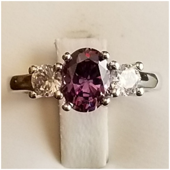 Jewelry - Genuine 1.7ct Amethyst and White Topaz Ring 6